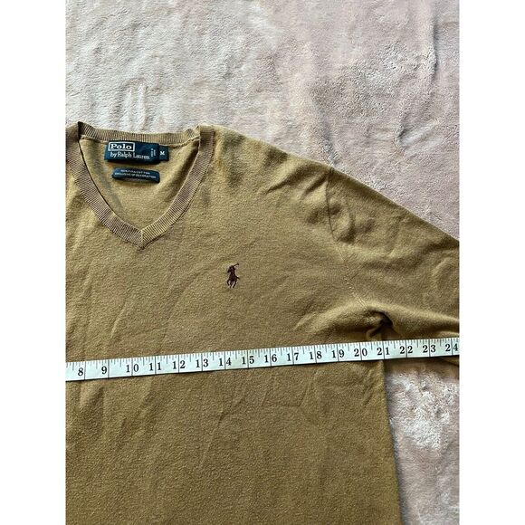 Polo By Ralph Lauren Cotton Knit V-Neck Sweater Size Medium Beige‎ - Picture 4 of 7